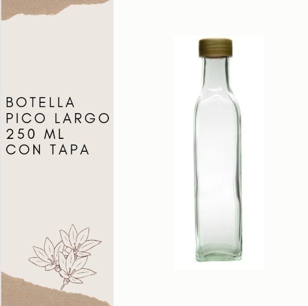 Producto - Botella Pico Largo 250 ml con Tapa Plástica x 10 u