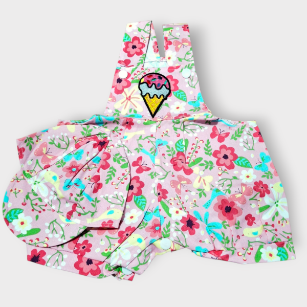 Producto - Jardinero Beba de Gabardina Helado Fucsia + Gorra T3