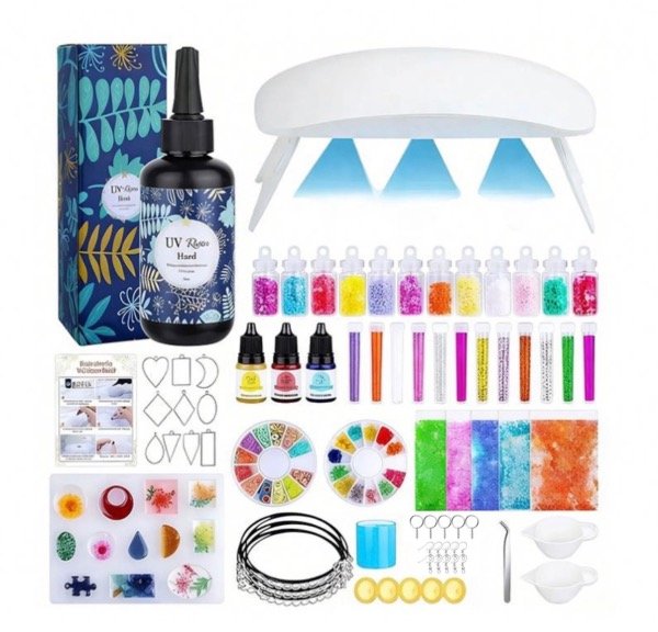 Producto - KIT INICIAL RESINA UV CON CABINA MOLDES PIGMENTOS Y HERRAMIENTAS