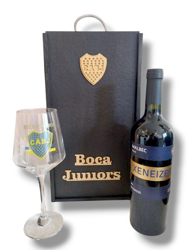 Producto - Caja de vino Boca juniors con Copa
