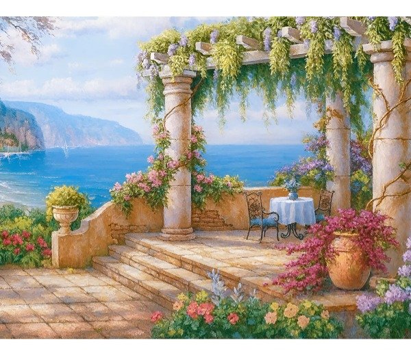 Producto - DIAMOND PAINTING 30X30 PERGOLA AL MAR EGEO