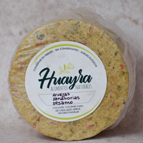 Producto - Hamburguesas de Arvejas y zanahoria salteada con sésamo - 4 u - Huayra