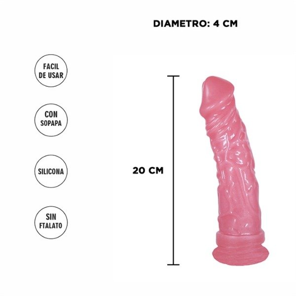 Producto - Dildo Americano grande rosa perlado con sopapa