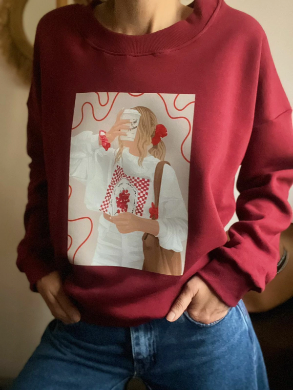 Producto - BUZO BORDÓ CON ESTAMPA