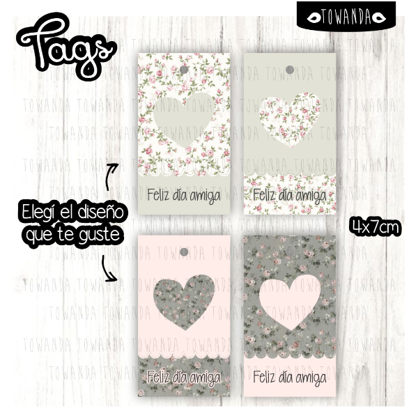 Producto - 40 Tags Shabby "Día de la Amistad"