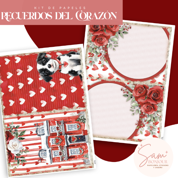 Producto - Kit de papeles: Recuerdos del corazon