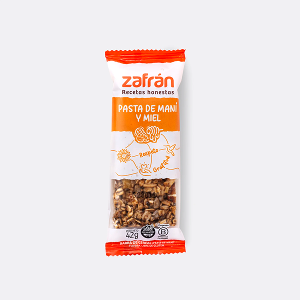 Producto - Barras de Cereal Pasta de Maní y Miel sin Gluten Zafrán