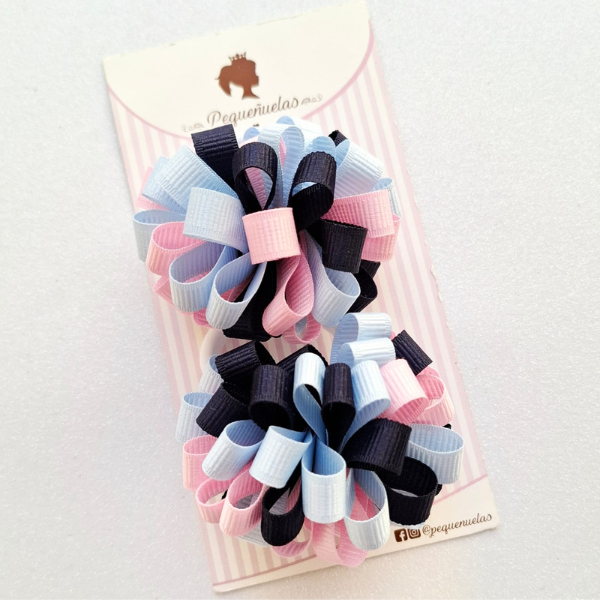 Producto - Pompones Azul Marino, Rosa y Celeste