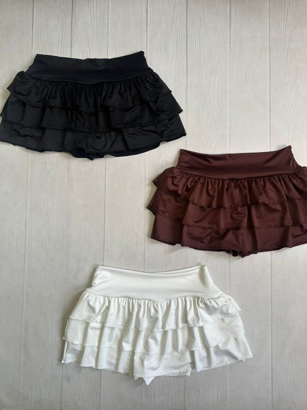 Producto - [4778 1] Short pollera tiro bajo volados microfibra