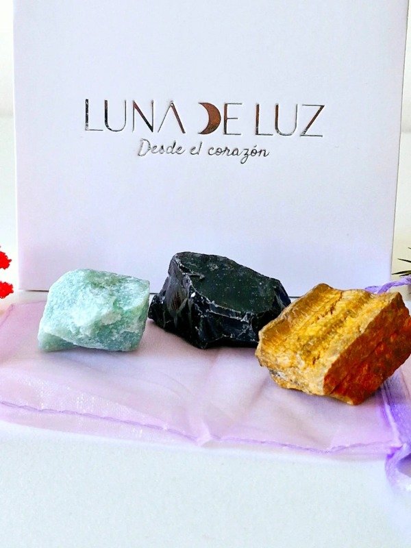 Producto - Kit Piedras Energéticas Protección: Cuarzo Verde, Obsidiana, Ojo de Tigre - 2