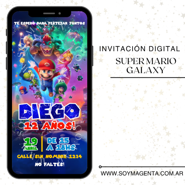 Producto - Invitación digital Super Mario Galaxy