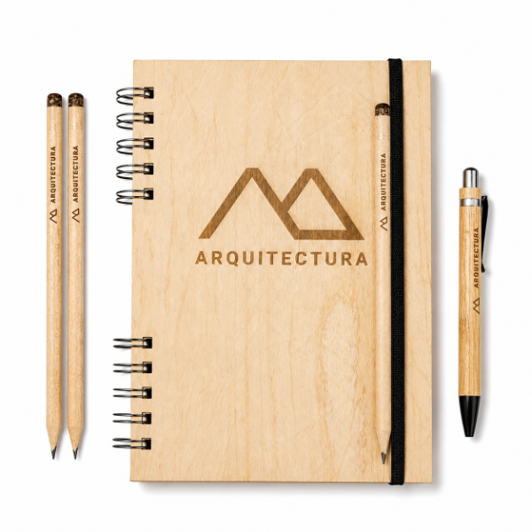 Producto - Cuaderno A5 con tapa de madera diseño personalizado