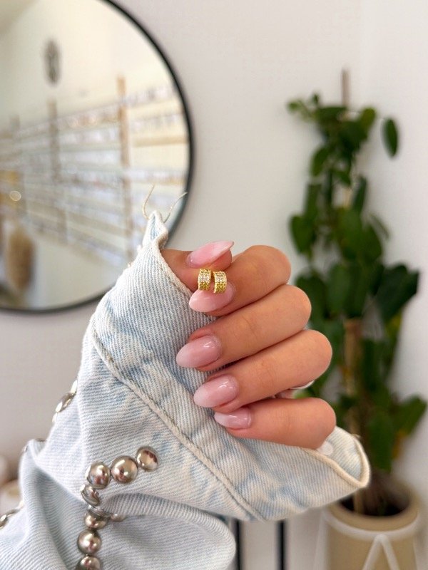 Producto - Aritos acero dorado semi argollitas cúbics