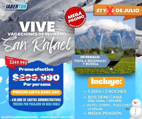 Producto - PAQUETES TURISTICOS. ARGENTINA. MENDOZA. SAN RAFAEL. ART: SANRAF - 525252