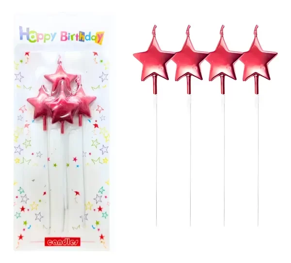 Producto - Vela rojo forma estrella x4