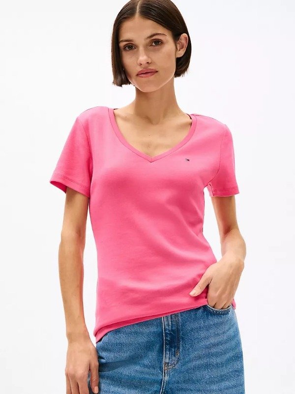 Producto - Remera rosa Tommy Hilfiger mujer - Escote en V - Original