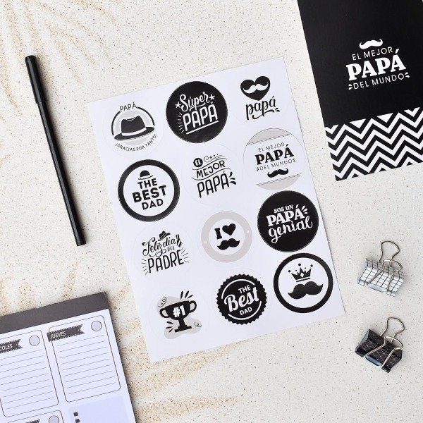 Producto - PLANCHA DE STICKERS DIA DEL PADRE 12 UNIDADES MODELOS SURTIDOS