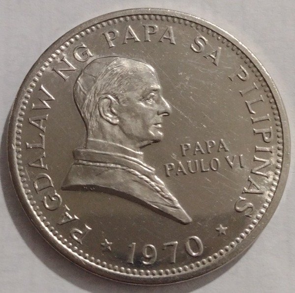 Producto - Filipinas 1 piso 1970. Visita Papa Paulo VI. Km# 202. Diámetro 38.3 mm. Nickel