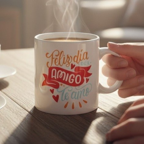 Producto - TAZA RECTA CERAMICA VITRIFICADA ARTESENALA DIA DEL AMIGO