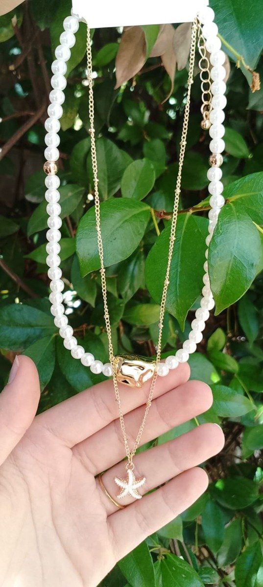 Producto - Set collar dorado con perlas