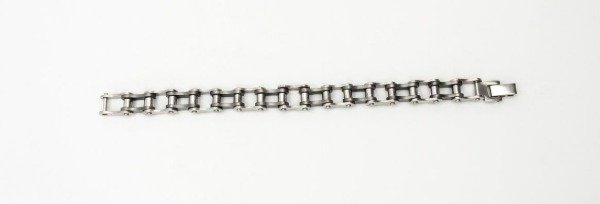 Producto - PULSERA HOMBRE CADENA MOTO BICICLETA ACERO QUIRURGICO PLATEADA YNEGRA - 2