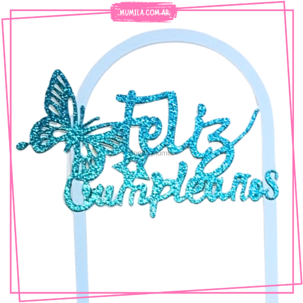Producto - Topper Feliz cumpleaños celeste FC16
