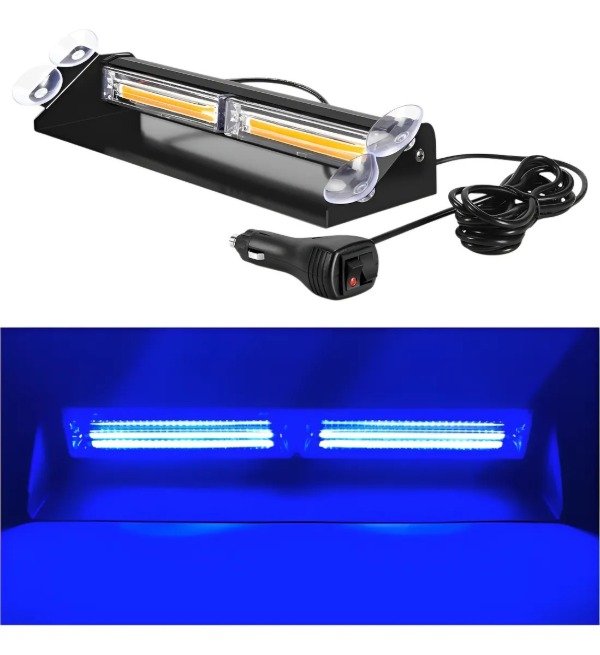 Producto - BARRA LED BALIZA ESTROBO 23CM 12/24V CON SOPAPA PARABRISA LUNETA AZUL O AMBAR