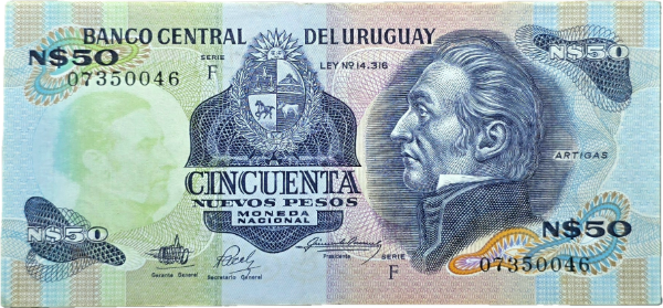 Producto - Uruguay 50 Nuevos Pesos (1988) Artigas Pick.61Aa VF+ - 0