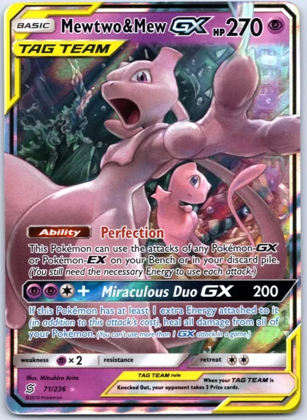 Producto - Mewtwo and Mew GX 71/236 Sm Unified Minds - Ultra Rare NM