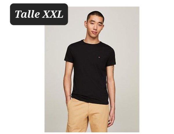 Remera Tommy Hilfiger slim fit talla XXL negra