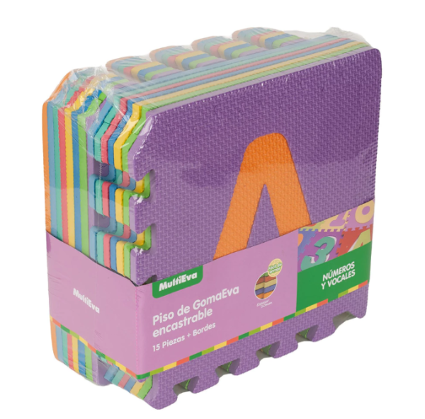 Producto - Multieva Piso de goma Números y Vocales 15 piezas + bordes