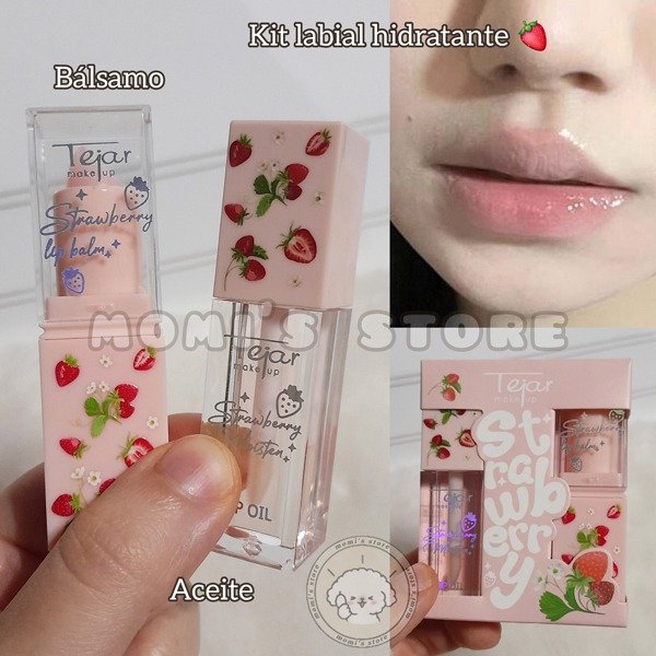 Producto - Kit para labios: lip oil + balsamo labial frutilla Tejar