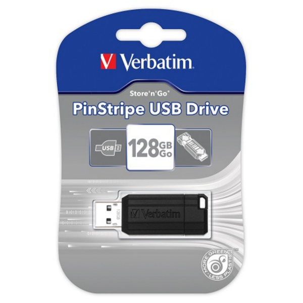 Producto - PEN DRIVE 128 GB PINSTRIPE NEGRO 49071 VERBATIM