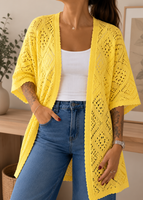 Producto - Kimono Calado - Amarillo