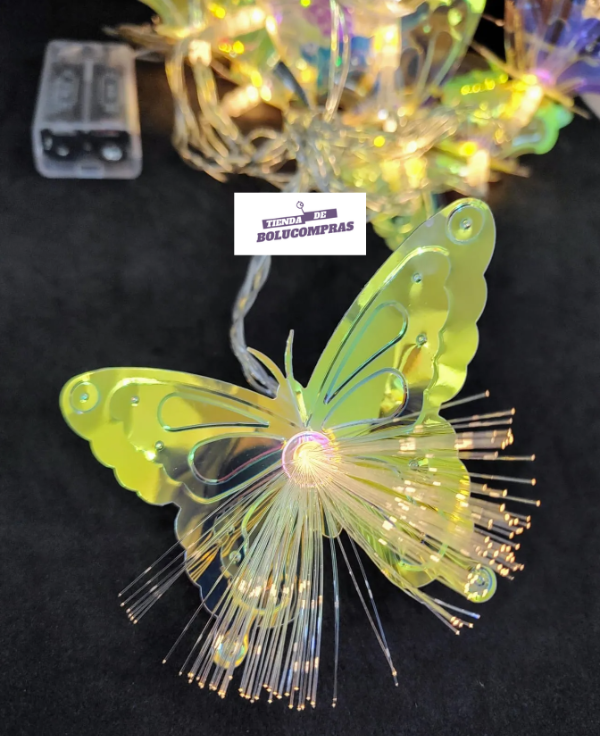 Producto - Guirnalda 10 Mariposas Doradas de Metal Luz Calida a Pila 2 mts
