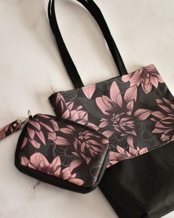 Producto - Set DALIAS VIOLETAS Tote + neceser
