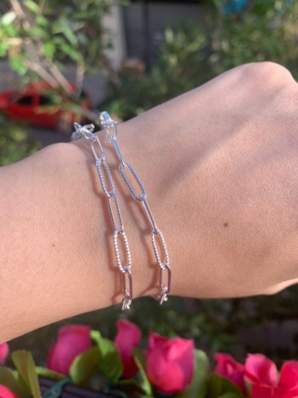 Producto - 2 pulseras facet acero blanco labrada