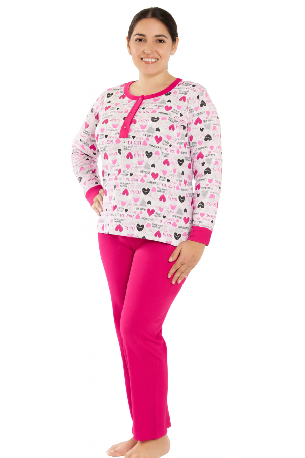 Producto - Pijama Dama Manga Larga c/Boton Algodon Jersey