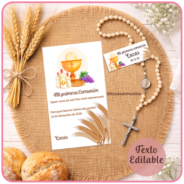 Producto - Estampitas Editables Primera Comunión Modelo 1