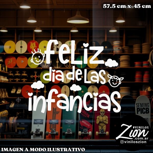 Producto - Vinilos decorativos: Feliz Dia de las Infancias caras nubes