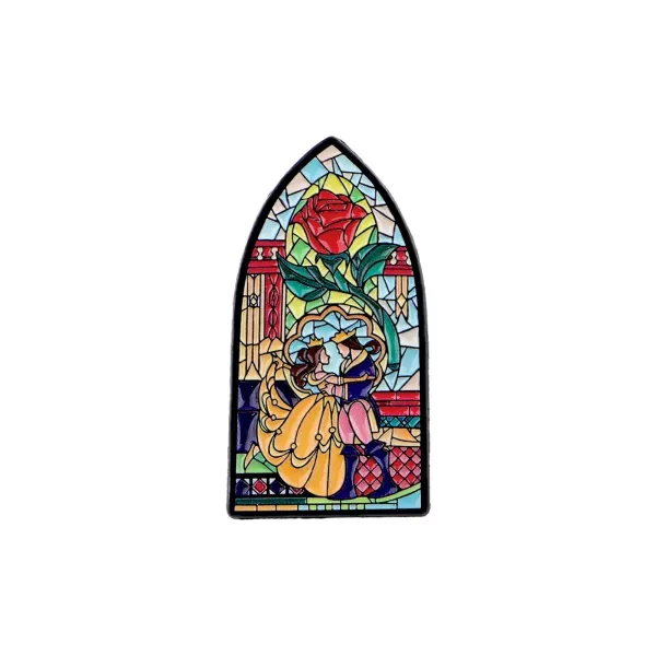 Producto - Pin Disney - La Bella y la Bestia Vitral Rosa