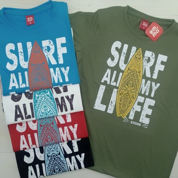 Producto - Remera de varon manga corta Surf all my life