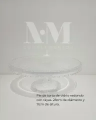 Producto - Pie de torta redondo con rayas 28x11cm vidrio