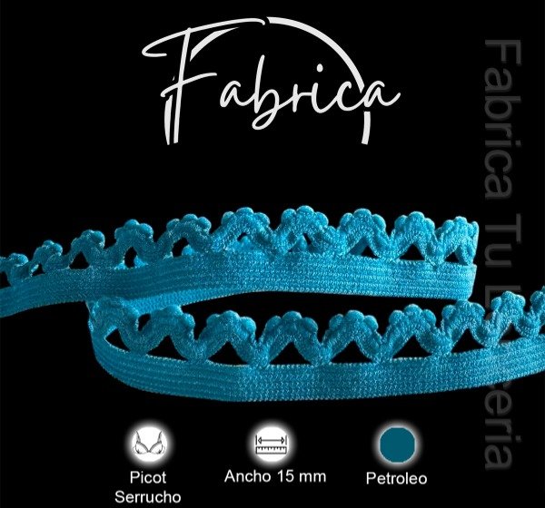 Producto - Picot Serrucho Petróleo 15mm (1 metro)