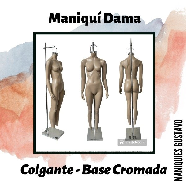 Producto - Maniquí Dama fibra de vidrio colgante Base Cromada - 1