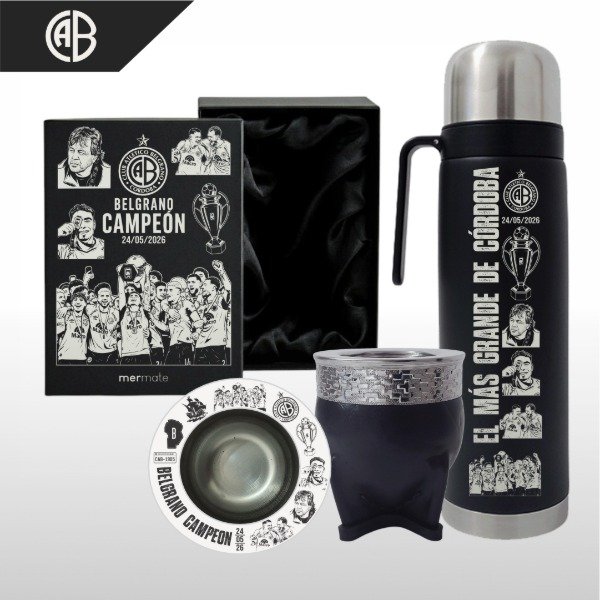 Producto - SET DE MATE + BOX PERSONALIZADO + TERMO MEDIA MANIJA BELGRANO CAMPEÓN V1 - 6