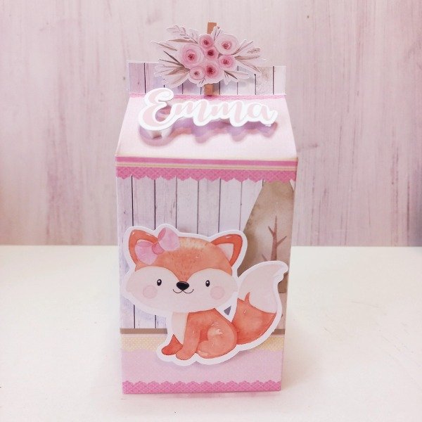 Producto - Milk box 3D Animalitos bosque / fondo madera