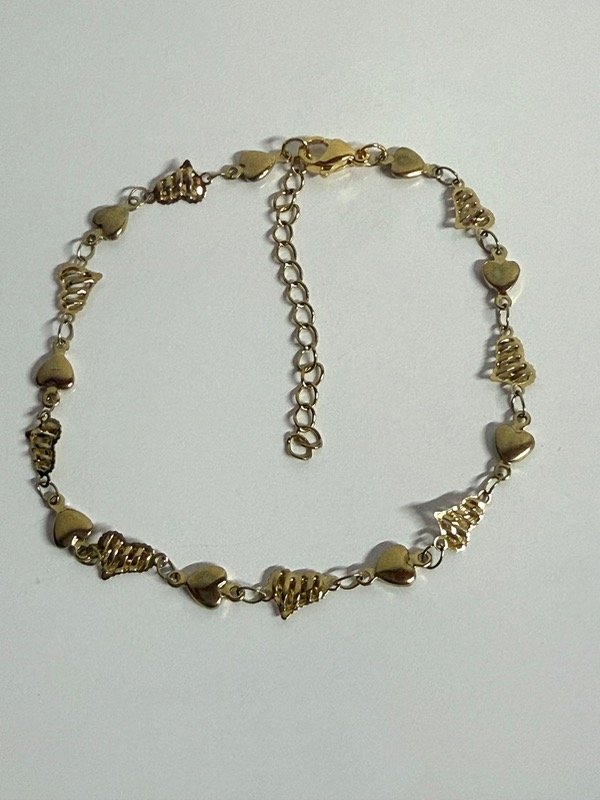 Producto - PD140 Pulsera corazones acero dorado 20 + 4 cm