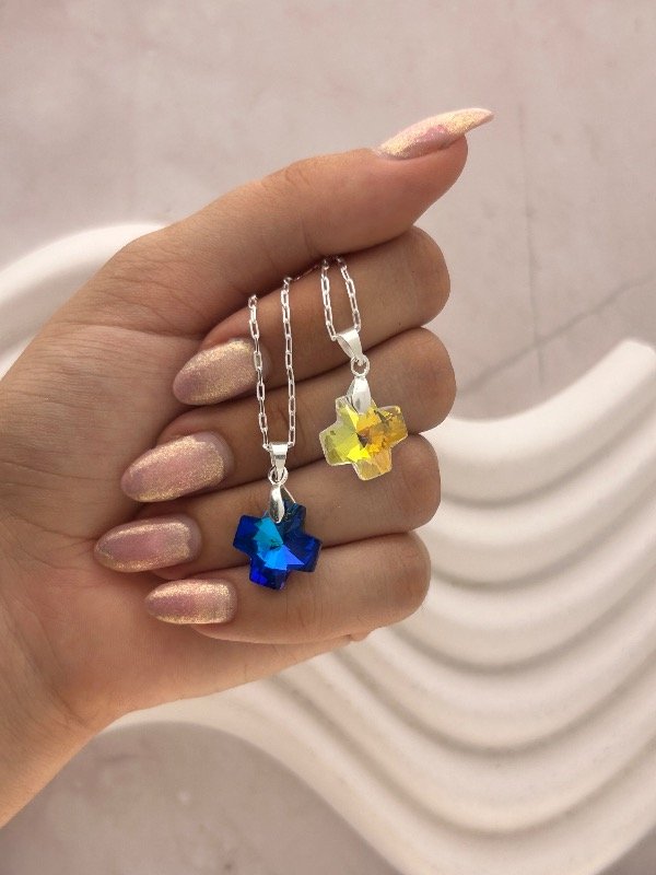 Producto - CADENA DE PLATA CRUZ CRISTAL 0105