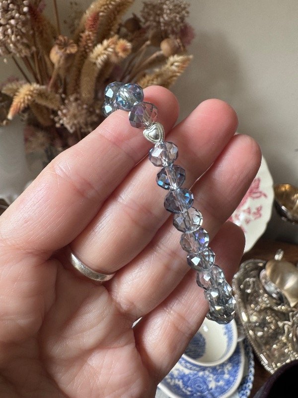Producto - Pulsera cristal gama azul tornasol con corazón